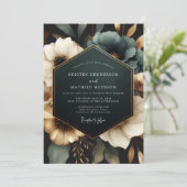 Invitation Mariage Fleur Opulente Sarcelle (Debout devant)