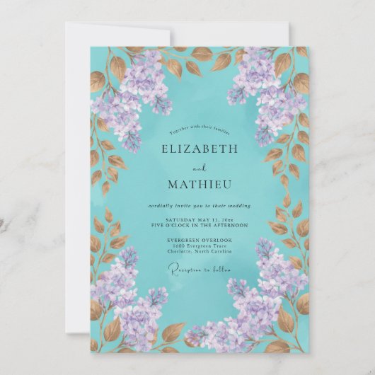 Invitation Mariage Fleur Opulente Sarcelle (Devant)