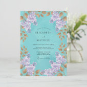 Invitation Mariage Fleur Opulente Sarcelle (Debout devant)