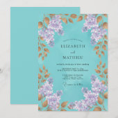 Invitation Mariage Fleur Opulente Sarcelle (Devant / Derrière)