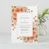 Invitation Mariage Fleur Orange Impressionniste (Debout devant)