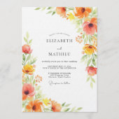 Invitation Mariage Fleur Ornementale Orange (Devant)