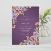 Invitation Mariage Fleur Painterly Prune (Debout devant)