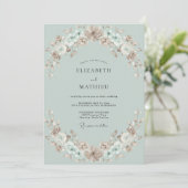 Invitation Mariage Fleur Pâle Céladon (Debout devant)