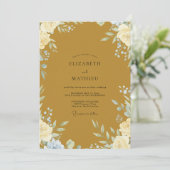 Invitation Mariage Fleur Pâle Peinte en Ocre (Debout devant)