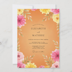 Invitation Mariage Fleur Pêchée Peinte à la Main