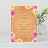 Invitation Mariage Fleur Pêchée Peinte à la Main (Debout devant)