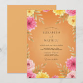 Invitation Mariage Fleur Pêchée Peinte à la Main (Devant / Derrière)