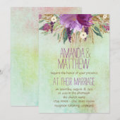 Invitation Mariage Fleur Peinte à l'Aquarelle (Devant / Derrière)