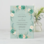 Invitation Mariage Fleur Peinte en Écume de Mer (Debout devant)