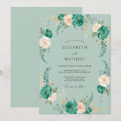 Invitation Mariage Fleur Peinte en Écume de Mer (Devant / Derrière)