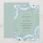 Invitation Mariage Fleur Poudre de Mer (Devant / Derrière)