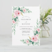 Invitation Mariage Fleur Poudrée Rose (Debout devant)