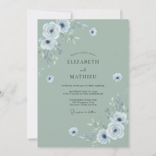 Invitation Mariage Fleur Poussiéreuse de Céladon