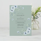 Invitation Mariage Fleur Poussiéreuse de Céladon (Debout devant)