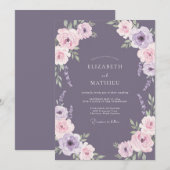 Invitation Mariage Fleur Poussiéreuse Violette (Devant / Derrière)