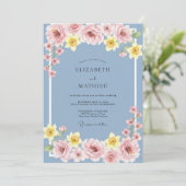 Invitation Mariage Fleur Printanière Joyeuse Pervenche (Debout devant)