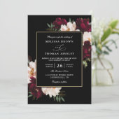 Invitation Mariage Fleur QR Code Burgundy Blush Atmosphère (Debout devant)
