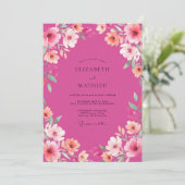 Invitation Mariage Fleur Radieuse Fuchsia (Debout devant)