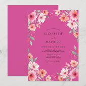 Invitation Mariage Fleur Radieuse Fuchsia (Devant / Derrière)