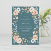 Invitation Mariage Fleur Romance de Pêche Sérène (Debout devant)