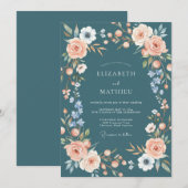 Invitation Mariage Fleur Romance de Pêche Sérène (Devant / Derrière)