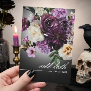 Invitation Mariage Fleur Romance Pourpre Minuit Sombre