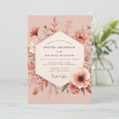 Invitation Mariage Fleur Romance Rose Poussiéreuse (Debout devant)