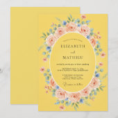 Invitation Mariage Fleur Romantique Jaune (Devant / Derrière)