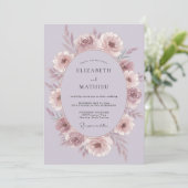 Invitation Mariage Fleur Romantique Mauve (Debout devant)