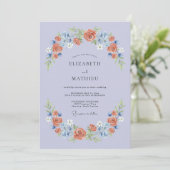Invitation Mariage Fleur Romantique Pervenche (Debout devant)