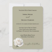 Invitation Mariage Fleur Rose Blanche Verte (Devant)