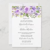 Invitation Mariage Fleur Rose Lavande Violette (Devant)