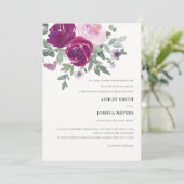 Invitation Mariage Fleur Rose Magenta Blanc Perle Douce (Debout devant)