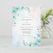 Invitation Mariage Fleur Rose Mousse de Mer (Debout devant)