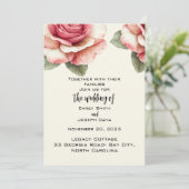 Invitation Mariage Fleur Rose Rose Pâle (Debout devant)