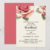 Invitation Mariage Fleur Rose Rose Pâle (Devant / Derrière)