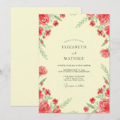 Invitation Mariage Fleur Rouge Écarlate Beurre (Devant / Derrière)