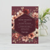 Invitation Mariage Fleur Russet Marron (Debout devant)