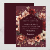 Invitation Mariage Fleur Russet Marron (Devant / Derrière)