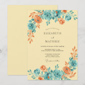 Invitation Mariage Fleur Rust Aqua (Devant / Derrière)