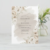 Invitation Mariage Fleur Rustique Beige (Debout devant)