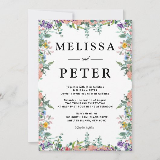 Invitation Mariage fleur sauvage (Devant)