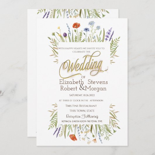 Invitation Mariage Fleur sauvage (Devant / Derrière)