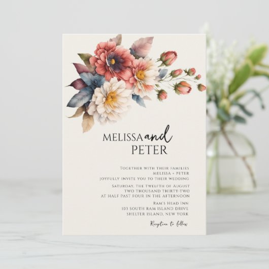 Invitation Mariage fleur sauvage (Debout devant)