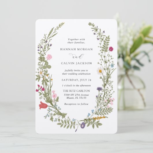 Invitation Mariage fleur sauvage (Debout devant)