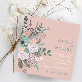 Invitation Mariage fleur sauvage à fleurs rose vif