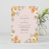 Invitation Mariage Fleur Sauvage Abricot Ocre (Debout devant)