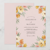 Invitation Mariage Fleur Sauvage Abricot Ocre (Devant / Derrière)