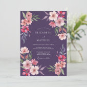 Invitation Mariage Fleur Sauvage Abricot Prune (Debout devant)